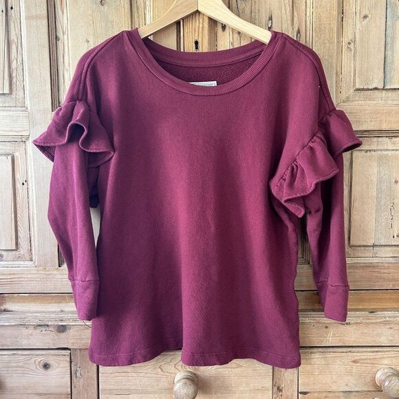 Current Elliott 0 Red Ruffle‎ Sleeves Blouse Sweater - Picture 1 of 10